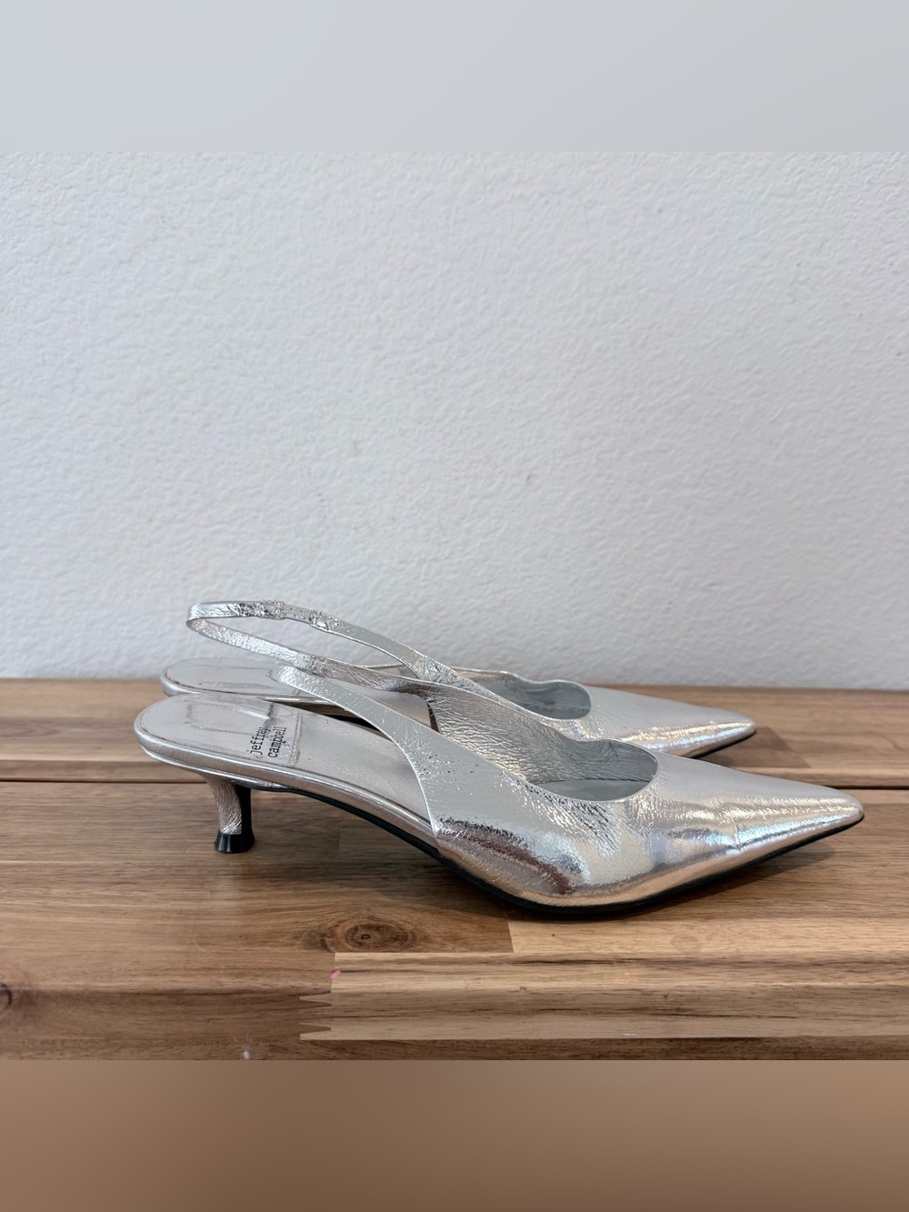 Jeffrey Campbell- Persona Slingback Kitten Heel in Silver - 7.5